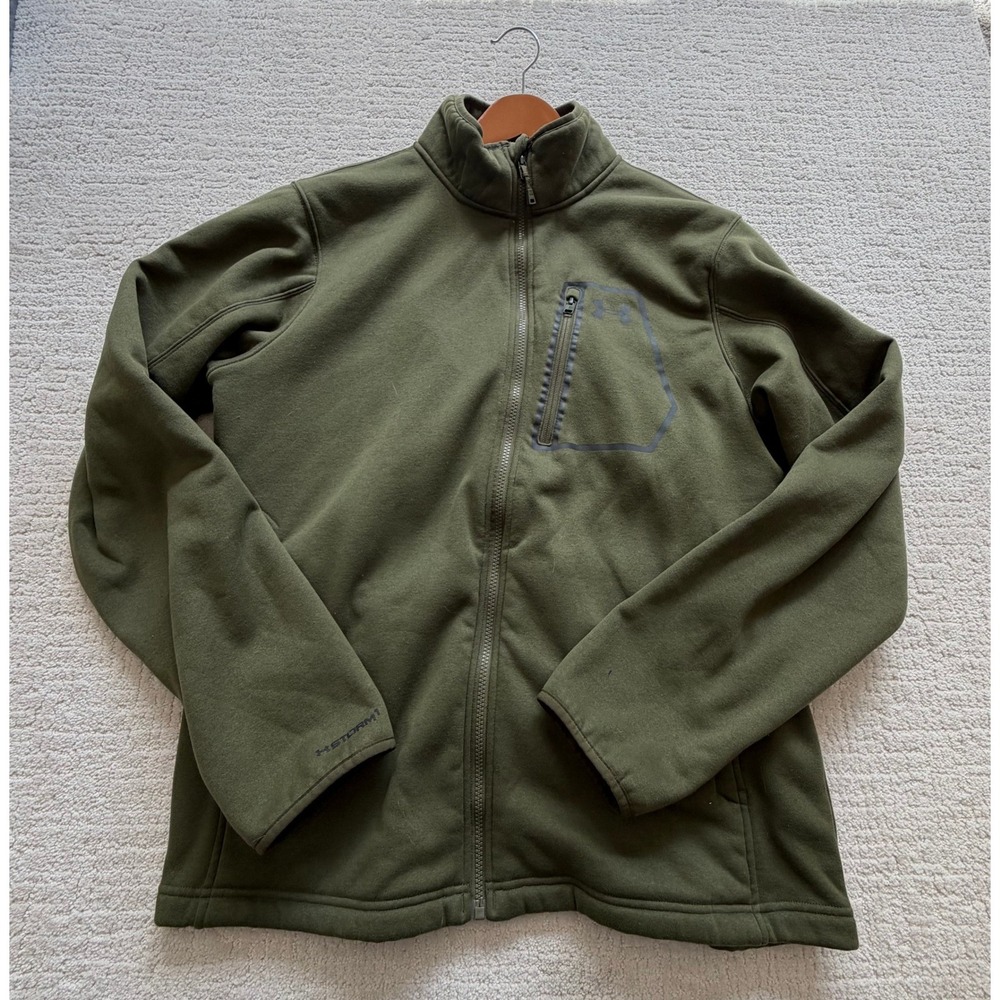Under Armour ColdGear Storm 1 Jacket Mens XL Olive Green Sherpa Fleece Full Zip